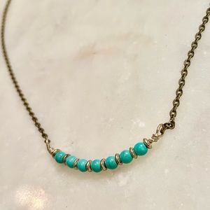 Vintage Turquoise Bar Silver Necklace